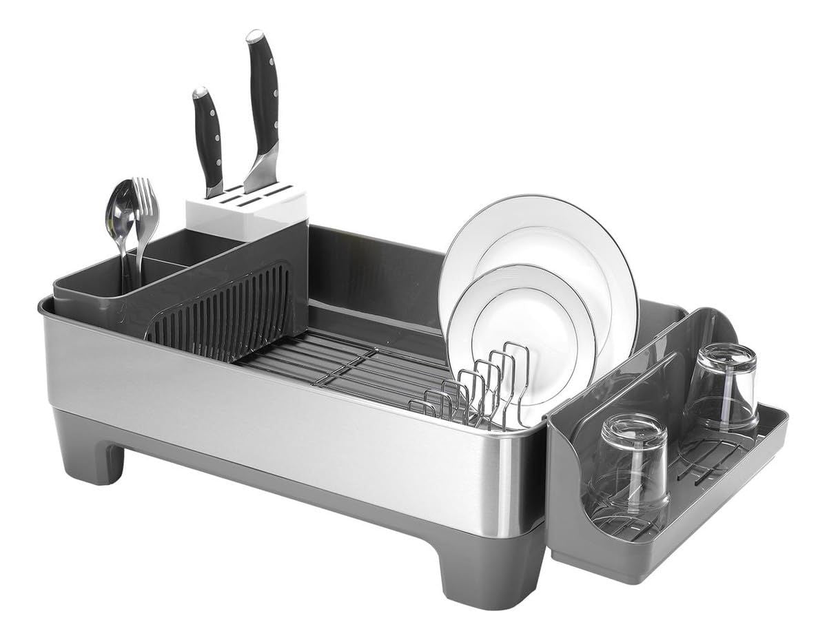 Escurridor de platos LL02 EKO en acero inoxidable con compartimentos para cubiertos y vasos compra escurridor de platos Honduras